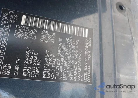 2016 Nissan Rogue Sv from USA, damaged, VIN KNMAT2MV4GP657107